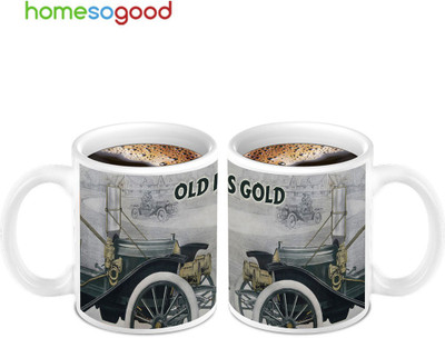 45% OFF on Homesogood Stunning Old Is Gold Coffee (2s) Ceramic Mug(280 ml, Pack of 2)
