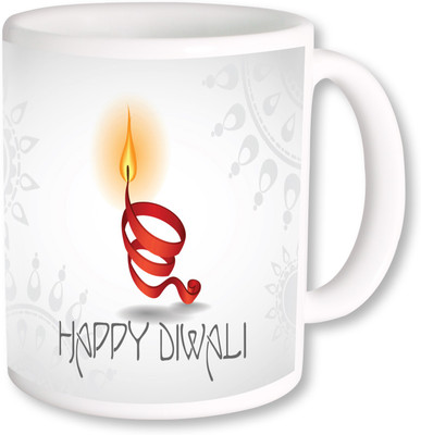 

PhotogiftsIndia Diya On White Background With Happy Diwali Coffee Ceramic Mug(325 ml), Multicolor