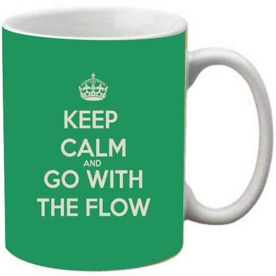 

Maison N Mode Keep Calm And Go With The Flow Coffee Ceramic Mug(330 ml), Multicolor