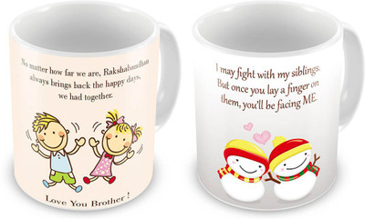 

Home India Snow Boy n Girl Print Coffee Pair For Brothers 707 Ceramic Mug(300 ml, Pack of 2), Multicolor