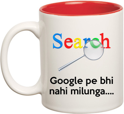 

HuppmeGift Google Inner Red Ceramic Mug(350 ml), Red;white