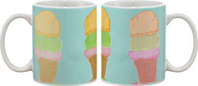 

Artifa Ice Cream Porcelain, Ceramic Mug(350 ml), Multicolor