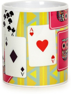 

Chumbak Gambling Owls Yellow Ceramic Mug(300 ml), Multicolor