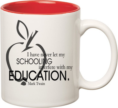 Huppme Schooling and Education Inner Red Ceramic Mug(350 ml), Red;white