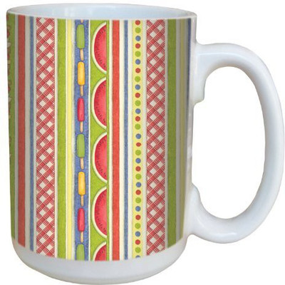 

Tree-Free Greetings Greetings 79290 Summer Fun Stripe by Debbie Mumm Ceramic with Full-Sized Handle, 15-Ounce Ceramic Mug(60 ml), Multicolor
