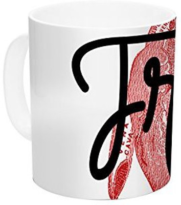 

Kess InHouse InHouse Roberlan Friday Red Heart Ceramic Coffee, 11 oz, Multicolor Ceramic Mug(60 ml)