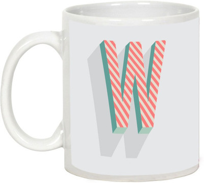 

AllUPrints Retro Design Alphabet Letters "W" Ceramic Mug(325 ml), White