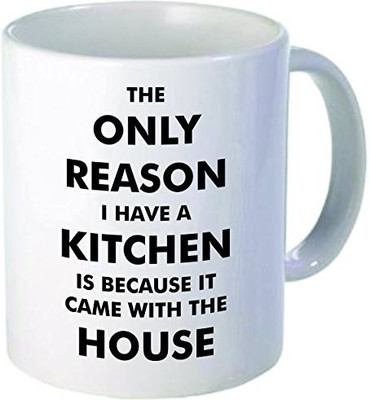 

Rikki Knight Knight Kitchen Came with the House Funny Quotes Design Ceramic Coffee Cups, 11 oz, White Ceramic Mug(60 ml), Multicolor