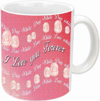 

Raj Laxmi Red roses valentine white Ceramic Mug(360 ml)
