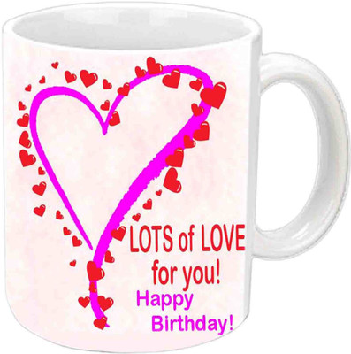 

Raj Laxmi Lots Of Love Happy B'day white Ceramic Mug(3.5 ml)