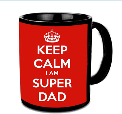 

Raj Laxmi Keep Calm I M Super Dad Multicolor Ceramic Mug(350 ml), Black