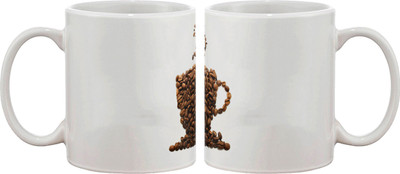 

Artifa Made From Coffee Beans Porcelain, Ceramic Mug(350 ml), Multicolor