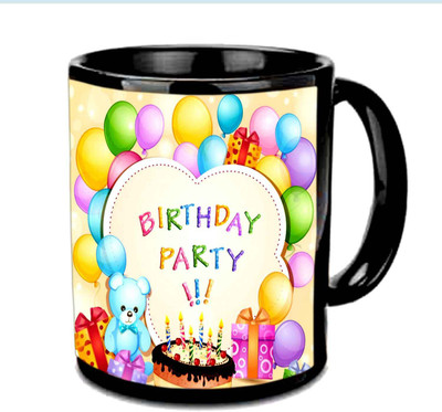 

Raj Laxmi teddy cake b'day black Ceramic Mug(350 ml)