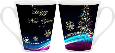 

Homesogood Have A Shining New Year Ceramic Mug(355 ml, Pack of 2)