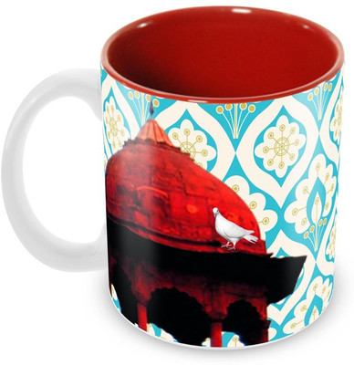 

Tuelip Beautiful Printed Fort And Birds Inner Red For Tea And Coffee Ceramic Mug(350 ml), Multicolor