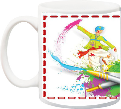 

ME&YOU Gift for Holi;love Happy Holy HD Printed Ceramic Mug(325 ml), Multicolor