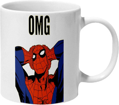 

Mooch Wale Oh My God Spider Man Yellow Baground Ceramic Mug(325 ml), Multicolor