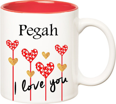 

Huppme I Love You Pegah Inner Red (350 ml) Ceramic Mug(350 ml), Red;white