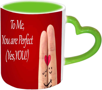 

Raj Laxmi Perfect Love Green Handle Valentine Ceramic Mug(350 ml)