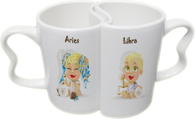 

Ucard Aries and Libra Zodiac Sign Couple Bone China, Ceramic, Porcelain Mug(325 ml), Multicolor