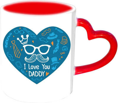 

Raj Laxmi I Love You Daddy Childish Design Red Heart Handle Ceramic Mug(350 ml)
