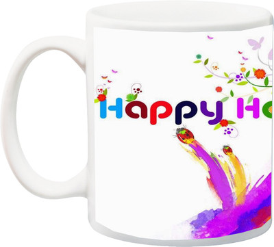 

ME&YOU Gift for Holi;Happy and Holy Colorful 3D roses Printed Ceramic Mug(325 ml), Multicolor