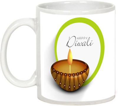 

AllUPrints Gifts For Diwali - Enjoy The Supreme Deepavali Ceramic Mug(325 ml), White