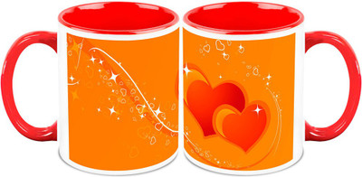 

Homesogood Shaded Valentine's Heart (Set Of 2) Ceramic Mug(325 ml, Pack of 2)