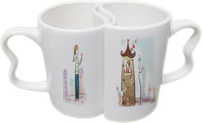 

Ucard Love Princess CoupleMug Set Bone China, Ceramic, Porcelain Mug(325 ml, Pack of 2), Multicolor