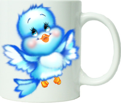 

Maison N Mode Cute Blue Bird Cartoon Coffee Ceramic Mug(330 ml), Multicolor