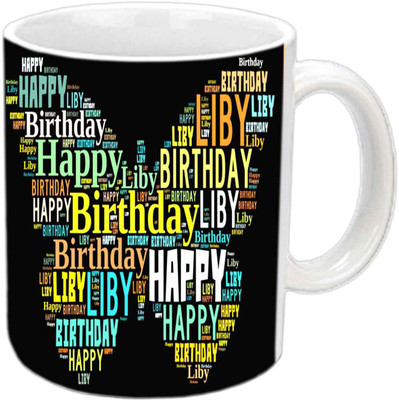 

Raj Laxmi butterfly gift b'day white Ceramic Mug(350 ml)