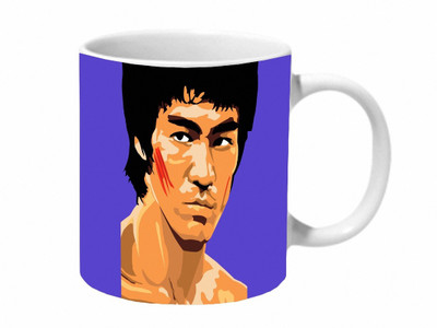 

Mooch Wale Bruce Lee In Action Blue Baground Ceramic Mug(325 ml), Multicolor
