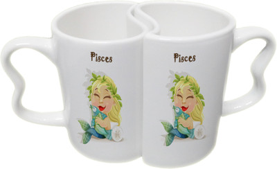 

Ucard Pisces and Pisces Zodiac Sign Valentines Day Couple Bone China, Ceramic, Porcelain Mug(325 ml), Multicolor