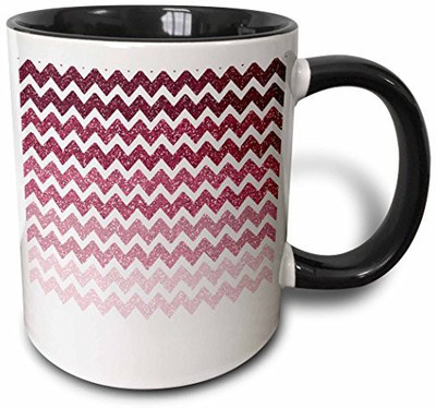 

3dRose Pink Ombre Chevron I'mage of Glitter Two Tone Black, 11 oz, Black/White Ceramic Mug(60 ml), Multicolor