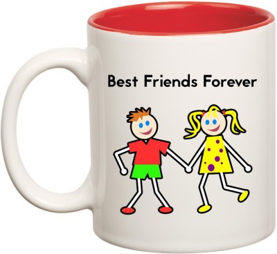 

HuppmeGift Friends forever Inner Red Ceramic Mug(350 ml), Red;white