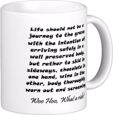 

Exoctic Silver Cheers Life till Death CX001 Ceramic Mug(300 ml), Black;white