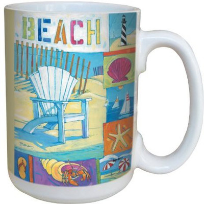 

Tree-Free Greetings Greetings lm43417 Colorful Seaside Adirondack by Paul Brent Ceramic with Full-Sized Handle, 15-Ounce Ceramic Mug(60 ml), Multicolor