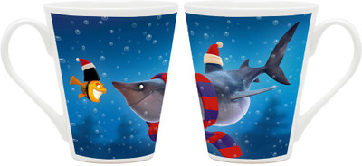 Homesogood Christmas In Sea Ceramic Mug(355 ml, Pack of 2)