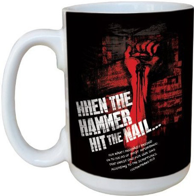 

Tree-Free Greetings Greetings lm44255 Hammer and Nail: 1 Corinthians 15:3 Ceramic with Full-Sized Handle, 15-Ounce Ceramic Mug(60 ml), Multicolor