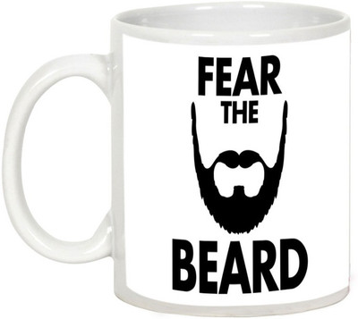 

AllUPrints Fear The Beard Ceramic Mug(325 ml), White