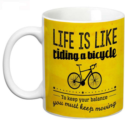 

Prithish Life Is Like Riding A Bicycle Ceramic Mug(330 ml), Multicolor