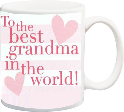 

ME&YOU Gift for Grandparents/mom/mammy/maa On Birthday/Special Occasion;tO the best grandma in the world printed Ceramic Mug(325 ml), Multicolor