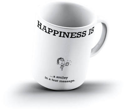 

Ucard Happiness Is1725 Bone China, Ceramic, Porcelain Mug(325 ml), Multicolor