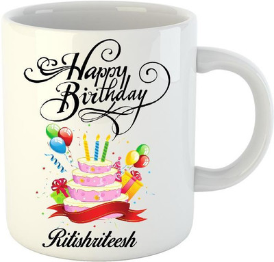 

Huppme Happy Birthday Ritishriteesh White (350 ml) Ceramic Mug(350 ml)