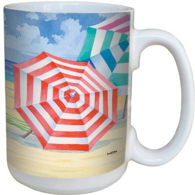 

Tree-Free Greetings Greetings lm43394 Summery Beach Umbrellas by Paul Brent Ceramic with Full-Sized Handle, 15-Ounce Ceramic Mug(60 ml), Multicolor