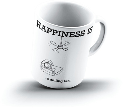 

Ucard Happiness Is1370 Bone China, Ceramic, Porcelain Mug(325 ml), Multicolor