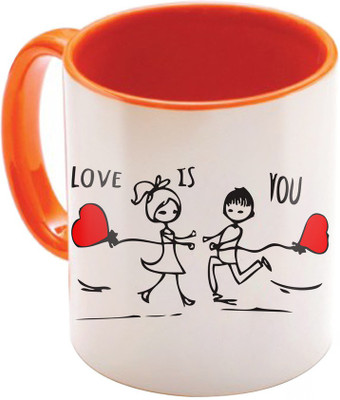 

SKY TRENDS Valentine Gift for Girlfriend Love Printed I Love U Forever Perfect for Her Him Wife Fiance Anniversary And Birthday STGD118 Ceramic Mug(325 ml), Orange