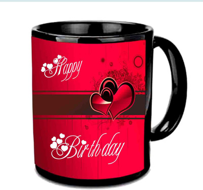 

Raj Laxmi Happy B'day With Love Content Black Ceramic Mug(3.5 ml)