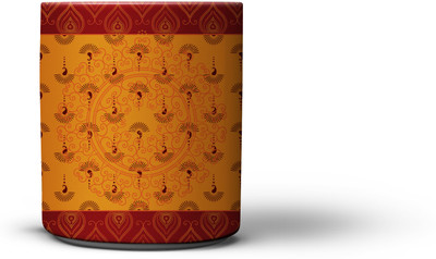 

The Nodding Head Swril Pattern Ceramic Mug(295 ml), Multicolor