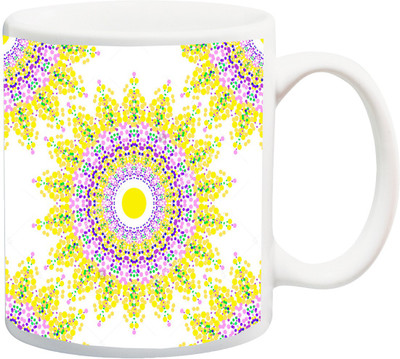 

ME&YOU Gift for Holi;Happy Holee Designer colorfull seamless HD printed Ceramic Mug(325 ml), Multicolor